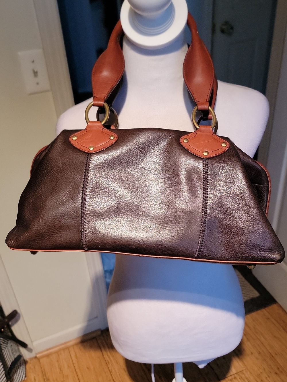 Sigrid Olson Brown and Tan Leather Shoulder Bag